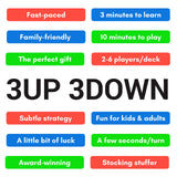 3UP 3DOWN Card Game for Families, Kids